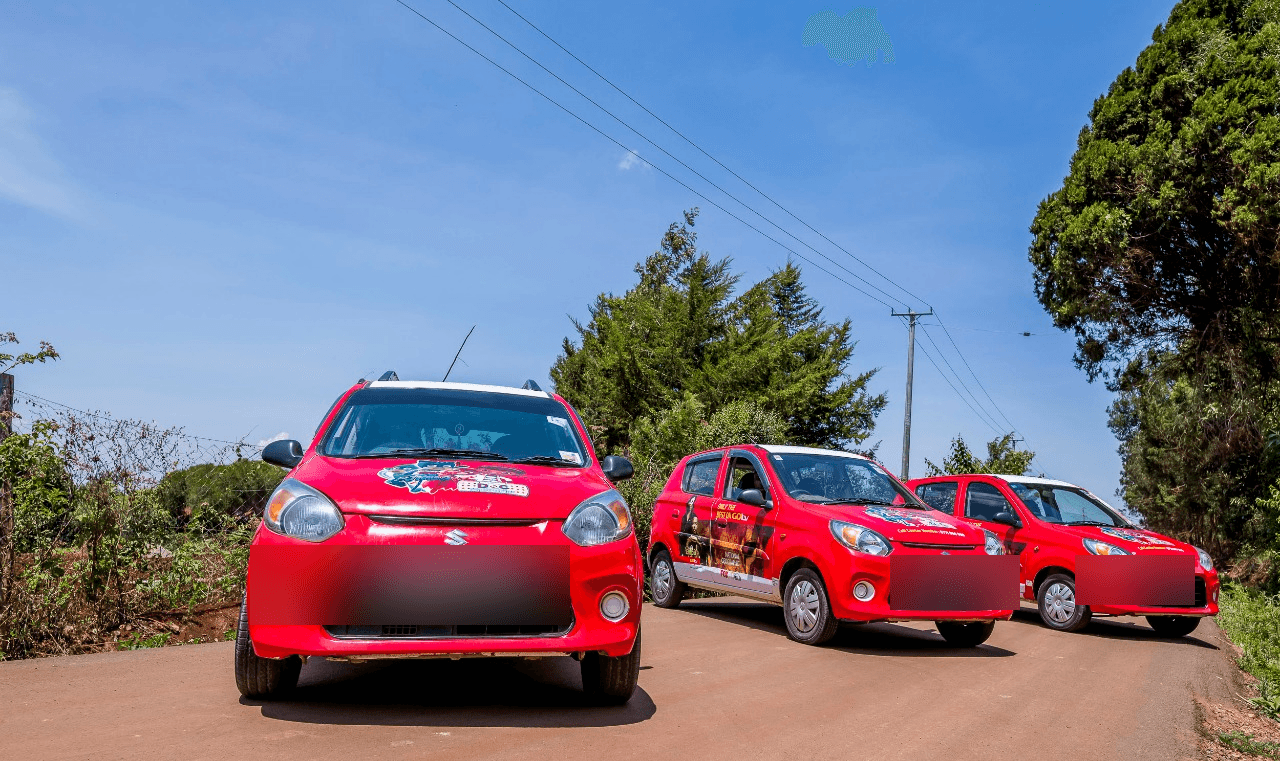 Past campaign: full-wrap sponsorship on a compact fleet, delivery photo